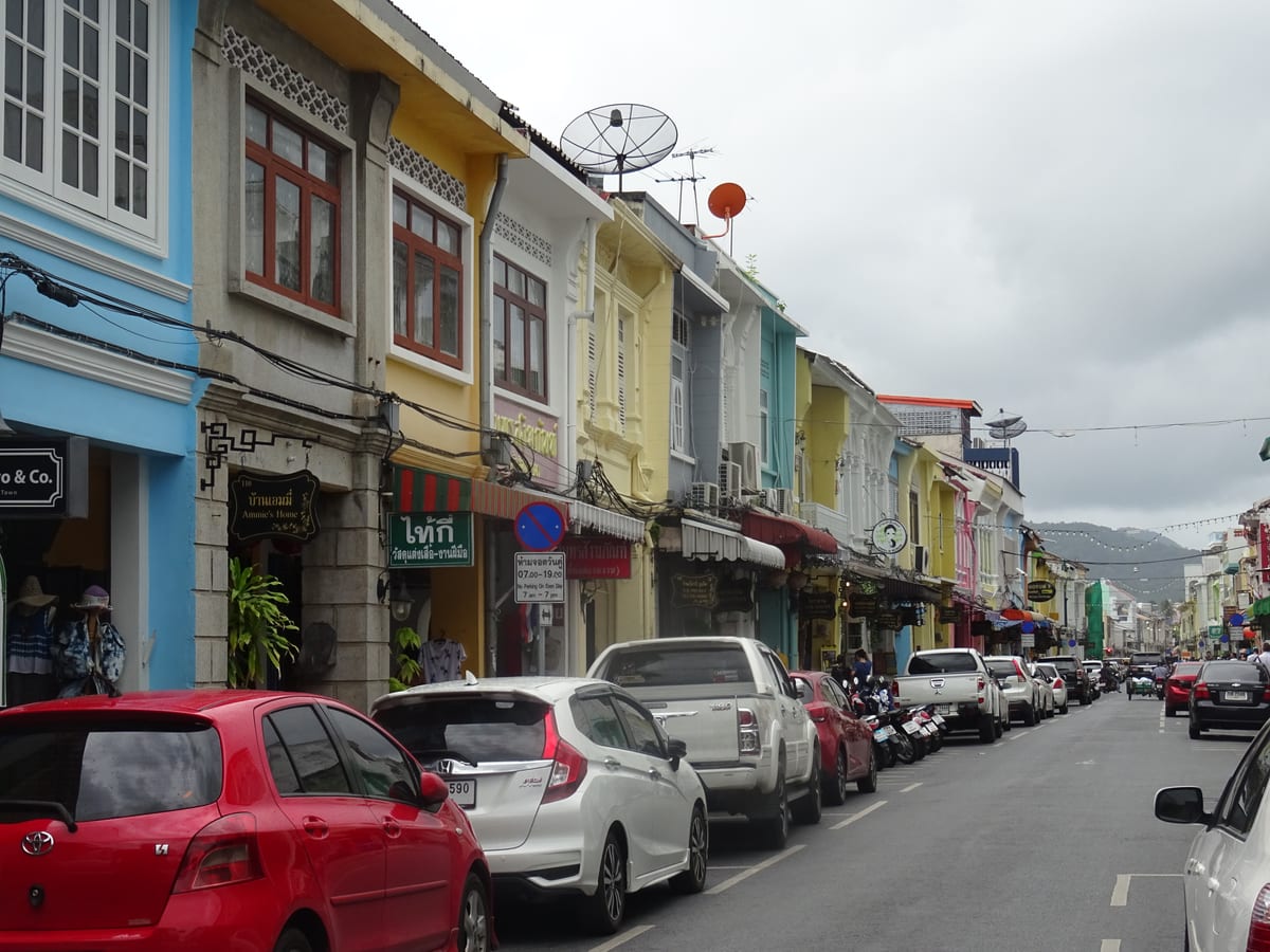 Colourful shophouses along Thalang Road in Old Phuket Town